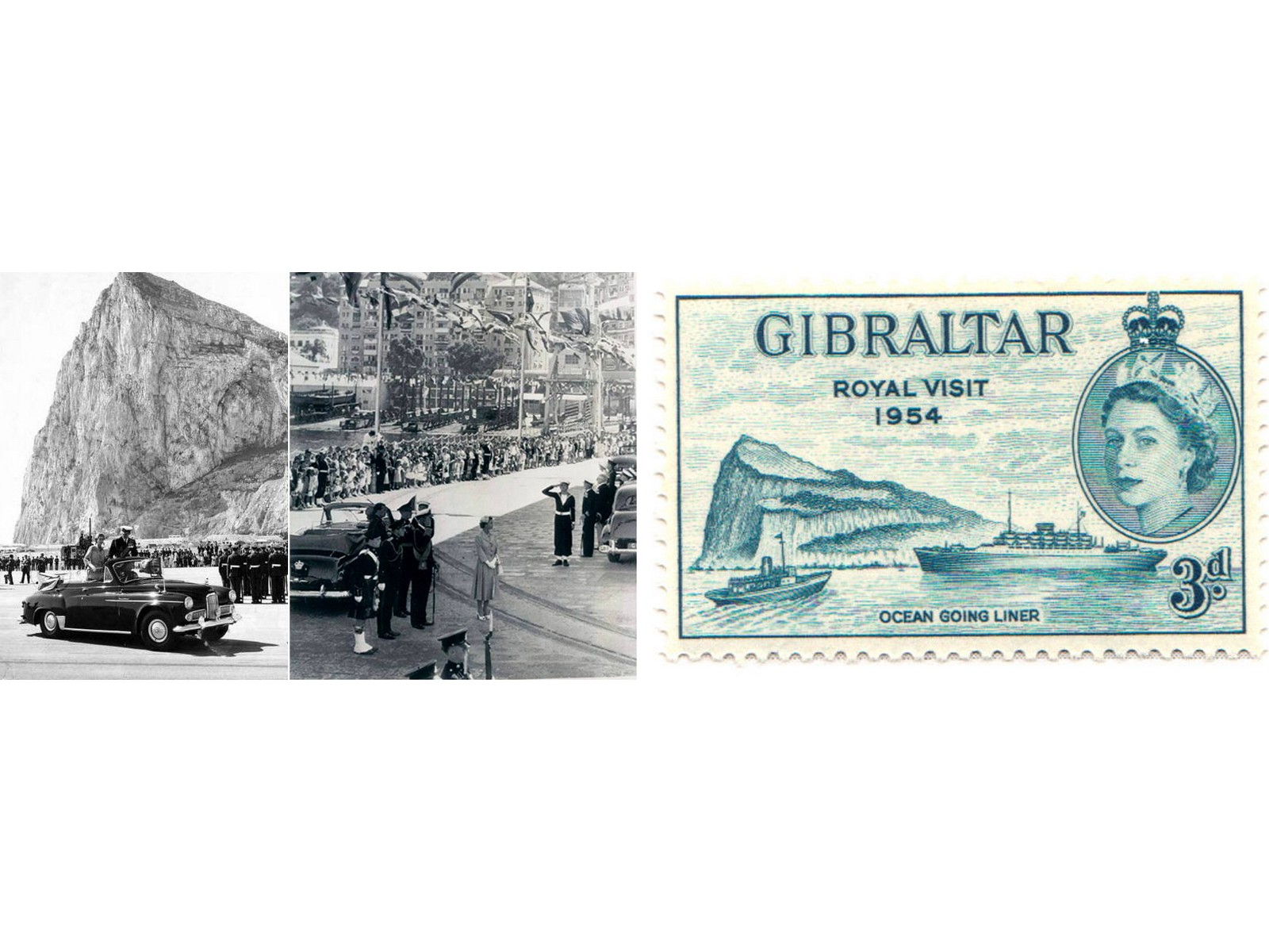 8.- Imágenes visita Isabel II a Gibraltar y sello conmemorativo (1954).jpg